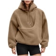 thumbnail image 1 of zaveiop Pet Pouch Hoodie Plus Size Drawstring Long Sleeve Hoodie Casual Winter Hooded Sweatshirt Gradient Lightweight Fleece Womens Pullover with Pockets (Z1-Khaki, M), 1 of 7