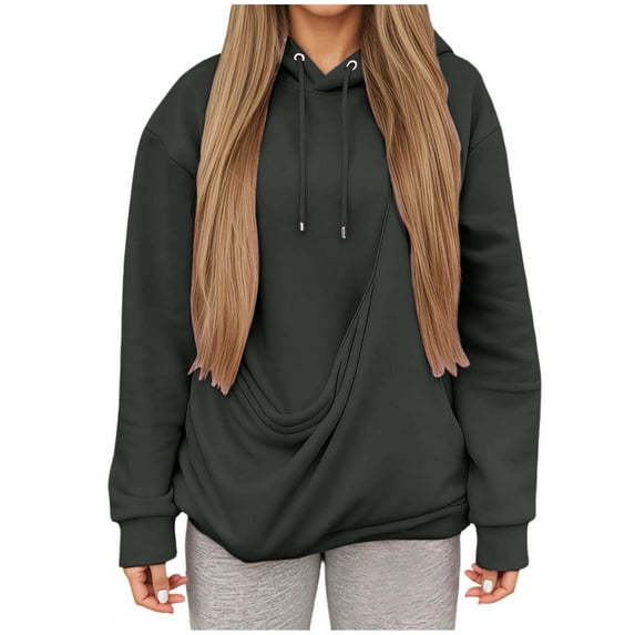 zaveiop Pet Pouch Hoodie for Women Kangaroo Pocket Hoodie Dog Pouch Sweatshirts Pet Carrier Pullover Long Sleeve Tops (Z2-Dark Gray, S)