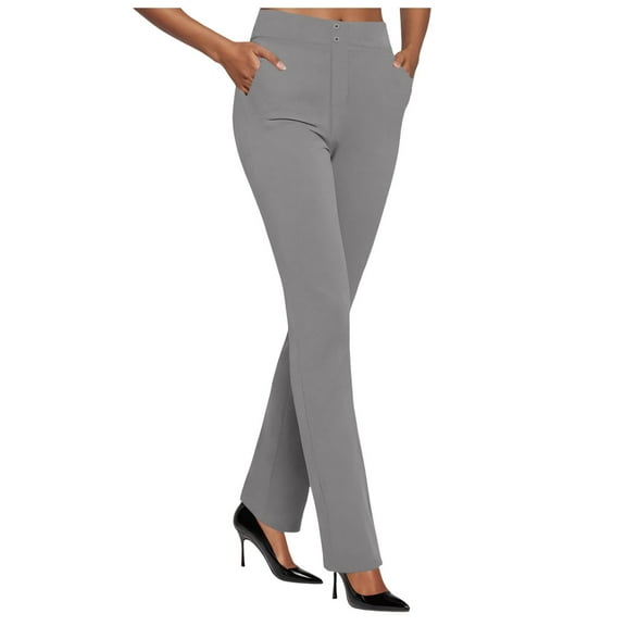 zaveiop Slacks for Women Casual Pants Dress Pants Women Business Casual High Waist Stretchy Trousers Pull On Women Blendingpants (Grey, S)
