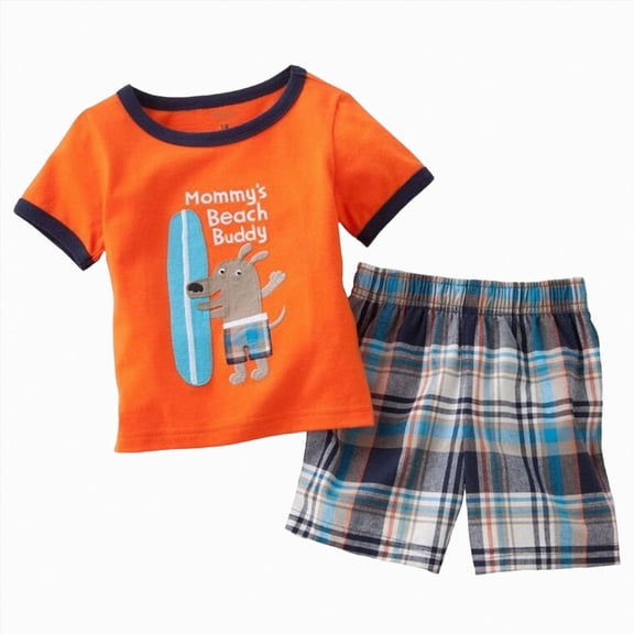 zaveiop Summer Pajamas Cotton 2 Pjs Toddler Short Sleeve Sleepwear Clothes Sets 2-8T (Watermelon Red, 2-3 Years)