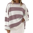 thumbnail image 1 of zaveiop Sweaters for Womens Fall Winter Y2K Oversized Preppy Jumper Sweaters Lightweight Knit Color Block Pullover Sweater (Z3-Pink, XL), 1 of 4