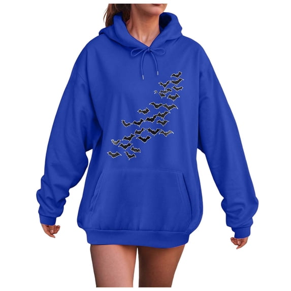 zaveiop Sweatshirts for Women 2025 Bat Graphic Sweatshirt Funny Shirt Hocus Pocus Spooky Casual Loose Pullover Tops (Z1-Blue, M)