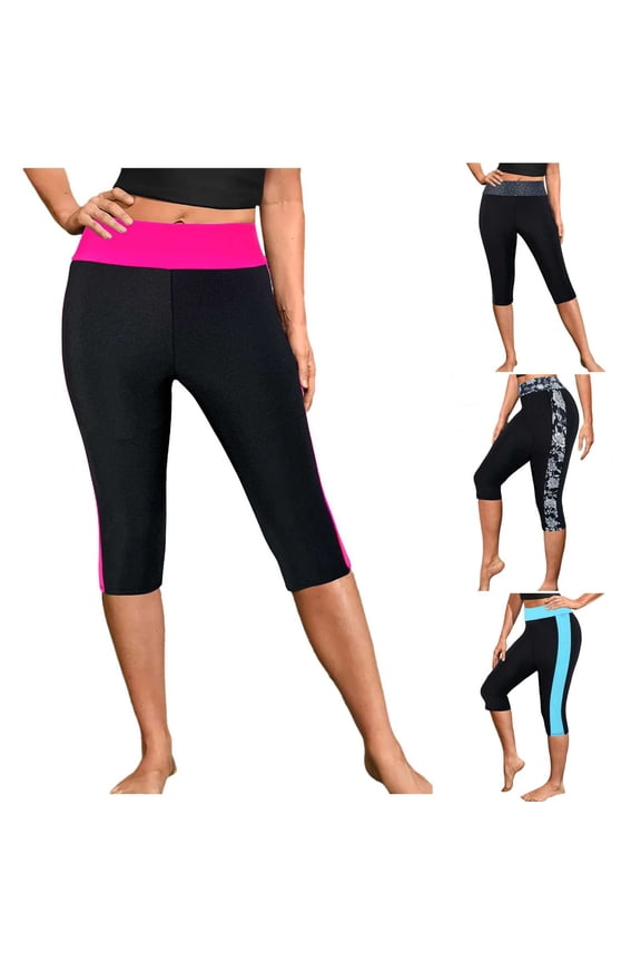 Swim Pants for Women High Waisted Swim Capris Swim Shorts Swimming Leggings (Hot Pink, XL)