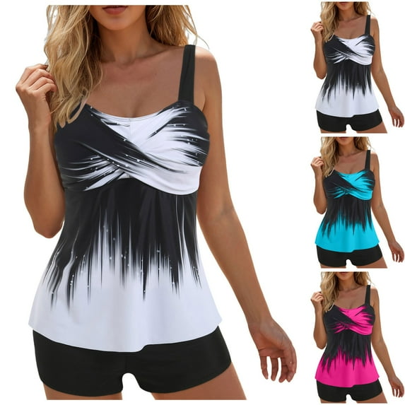 zaveiop Tankini Swimsuits for Women Tummy Control Swimsuit Modest Tankini Top with Boyshort Bathing Suits Swimwear (Hot Pink, XL)