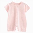 thumbnail image 1 of zaveiop Toddler Cotton Jumpsuits Short Sleeve Graphic Romper Fall Crew Neck Baby Infant Jumpsuis Toddler Clothing (Z01-Light Pink, 0-6 Months), 1 of 4