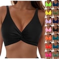 thumbnail image 1 of zaveiop Twist Front Bikini Tops for Women - Padded V Neck Criss Cross Back Triangle Sexy Swim Bathing Suit (Light Green, XXL), 1 of 9