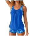 thumbnail image 1 of zaveiop Two Piece Tankini Bathing Suits T-Back Blouson Swim Tops with Boy Shorts Women Swimsuits Sporty Swimwear (Blue02, XL), 1 of 8