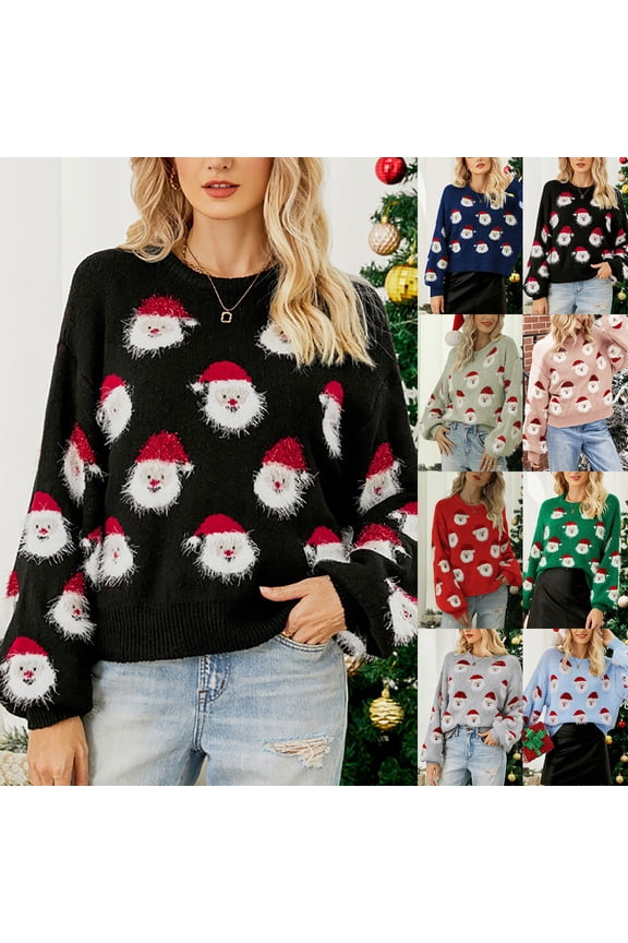 Ugly Christmas Sweaters for Women Soft Acrylic Blend Cute Fuzzy Funny Wintertime Holiday Parties Knitted Pullover (Red, S)