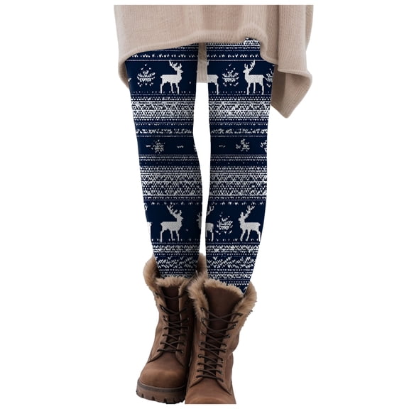 zaveiop Ugly Christmas Yoga Pants Christmas Leggings for Women Funny Santa Snowflake Print Costume Holiday Tights High Waist Workout Leggings (Z-Navy, XXL)