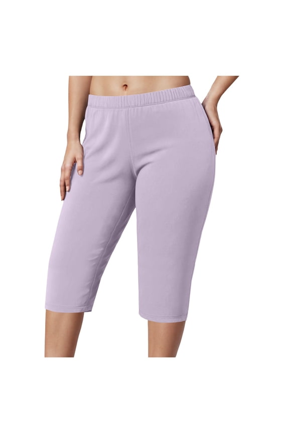 Women Capri Pants Plus Size Stretch Knee Length Leggings Elastic Waist Casual Summer Ladies Pull on Capris (PP1, XXL)