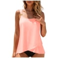 thumbnail image 1 of zaveiop Women Ruffle High Waisted Tankini Swimsuit Tummy Control Bathing Suit (Pink13, XL), 1 of 9