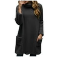 thumbnail image 1 of zaveiop Women Sweaters 2025 Mock Turtleneck Fall Winter Warm Sweater Plus Size Tunic Pullover Tops with Pockets (Black, S), 1 of 4