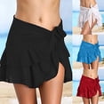 thumbnail image 1 of zaveiop Women Swimsuit Cover up Chiffon Ruffle Beach Sarong Wrap Skirt Pareo (Black, One Size), 1 of 3
