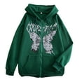 thumbnail image 1 of zaveiop Women Zip up Oversized Hoodie Skeleton Butterfly Gothic Emo Grunge Jacket Alt Graphic Baggy Dark Academia 90s (Green, S), 1 of 5