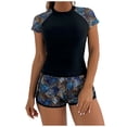 thumbnail image 1 of zaveiop Women's 2 Piece Rash Guard UPF 50+ Short Sleeve Swim Shirt with Shorts Swimsuit with Built-in Bra (Coffee01, XL), 1 of 8