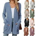 thumbnail image 1 of zaveiop Women's Casual Long Cardigan Sweater Lightweight Open Front Coat with Deep Pockets, Fall Winter Fashion Outwear (Brick Red, XL), 1 of 8