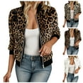 thumbnail image 1 of zaveiop Women's Cheetah Print Zip up Jacket Long Sleeve Casual Lightweight Bomber Jackets Outerwear (Brown, 3XL), 1 of 5