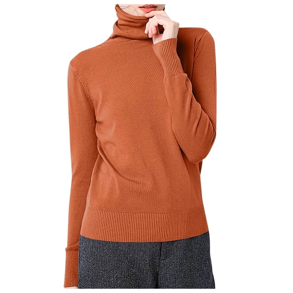 zaveiop Women's Classic-Fit Lightweight Long-Sleeve Turtleneck Sweater (Z5-Orange, M)