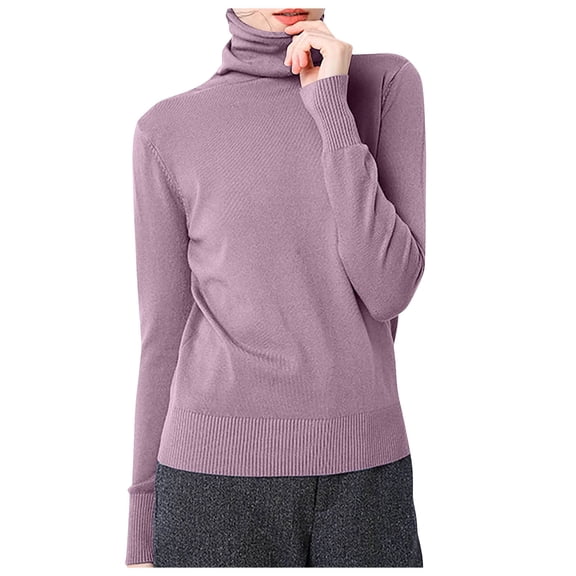zaveiop Women's Classic-Fit Lightweight Long-Sleeve Turtleneck Sweater (Z5-Purple, M)