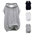 thumbnail image 1 of zaveiop Women's Clearance Sales Spring and Summer Models Loose Medium-Length SleeveLess Jacket Hooded Waistcoat Sweater (Black, XL), 1 of 4