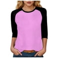thumbnail image 1 of zaveiop Women's Color Block 3/4 Raglan Sleeves T-Shirt Loose Crew Neck Casual Tops Trendy Basic Pullover Casual Outfits 2025 (Z-Light Purple, S), 1 of 6