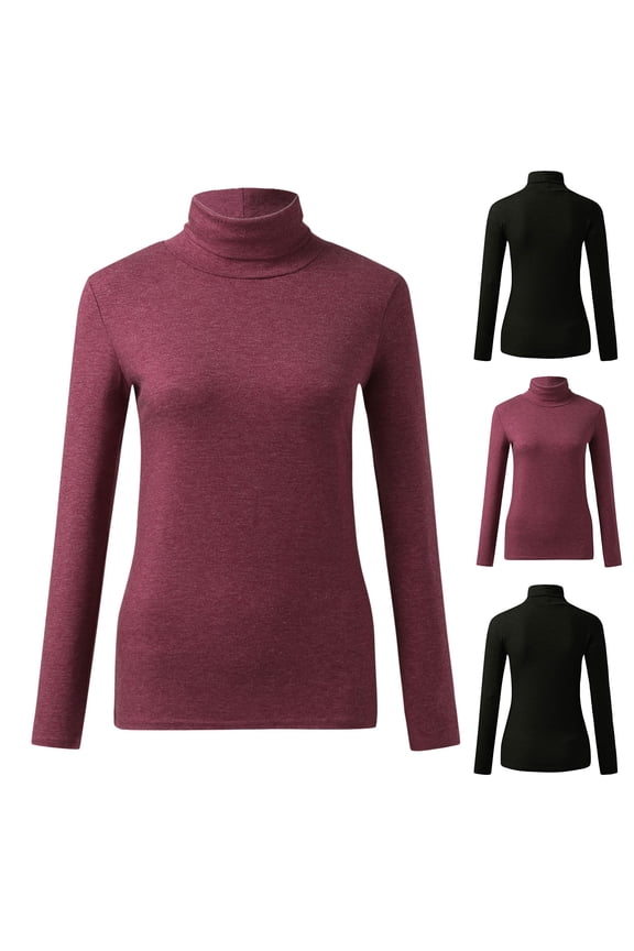 Women's Long Sleeve Lightweight Turtleneck Top Slim Fit Pullover T-Shirt (Army Green, L)