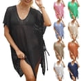thumbnail image 1 of zaveiop Women's Loose Swimsuit Crochet Sexy V Neck Swim Coverups Bathing Suit Bikini Cover up Vacation Summer Beach Dresses (Blue, One Size), 1 of 7