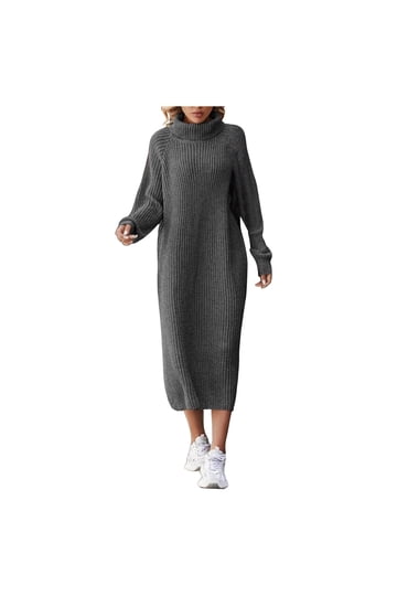 knee length dresses for ladies winter wool long fit and flare warm dress for women 2232 – Xiaolizi main image 1