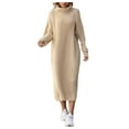 thumbnail image 1 of zaveiop Women's Merino Wool Blend Sweater Dress Fashion 2025 Fall Winter Sexy Collar Fur Dress Long Sleeve Ribbed Knit Dress (White, L), 1 of 4