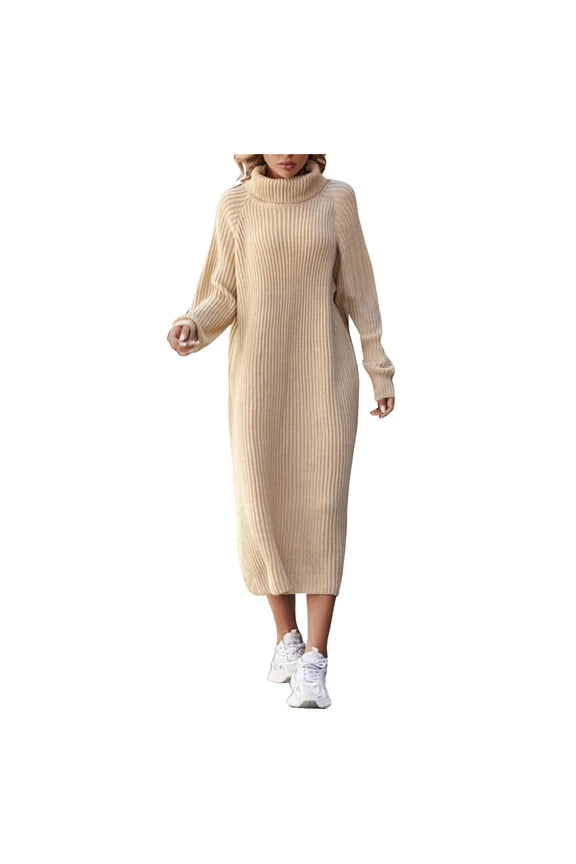 Women's Merino Wool Blend Sweater Dress Fashion 2025 Fall Winter Sexy Collar Fur Dress Long Sleeve Ribbed Knit Dress (White, M)