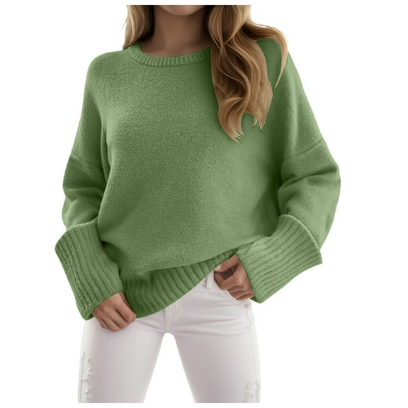 zaveiop Women's Oversized Sweaters Fuzzy Chunky Warm Pullover Sweater (Green, S)
