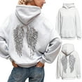 thumbnail image 1 of zaveiop Women's Plus Size Long Sleeve Zip up Hoodie Drop Shoulder Rhinestone Bat Wing Vintage Loose Sweatshirt (Grey, L), 1 of 7