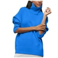 thumbnail image 1 of zaveiop Women's Turtleneck Sweater Chunky Long Sleeve Knitted Pullover Plus Size Casual Trendy 2025 Fall Winter Basic Top (Z-Blue, 3XL), 1 of 6