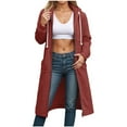 thumbnail image 1 of zaveiop Women's Zip up Hoodies Oversized Fleece Long Pullover Hooded Sweatshirts Casual Long Sleeve Fall Hoodie Jacket Coats (Brick Red, S), 1 of 5