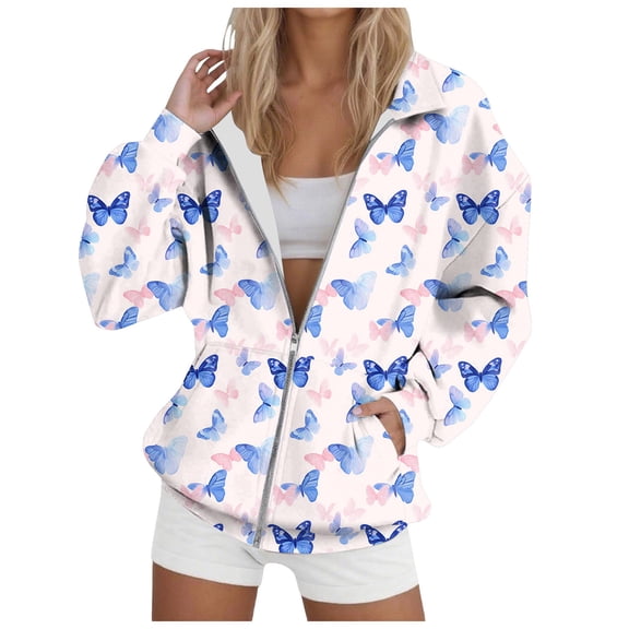 zaveiop Women's Zipper Front Standing Collar Hoodless Sweatshirts Casual Long Sleeve Loose Warm Fit Solid Colored with Pocket Sweatshirt Jackets (Z-Pink, XXL)