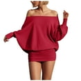 thumbnail image 1 of zaveiop Women's off The Shoulder Mini Dress Long Sleeve Ruched Sheer Bodycon Going out Dresses (Red, XS), 1 of 8