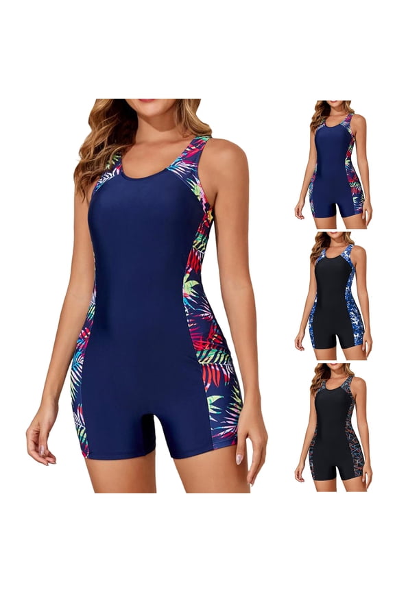 Womens Boyleg Sport One Piece Swimsuit Athletic Swimwear Training Bathing Suit (Black, XL)