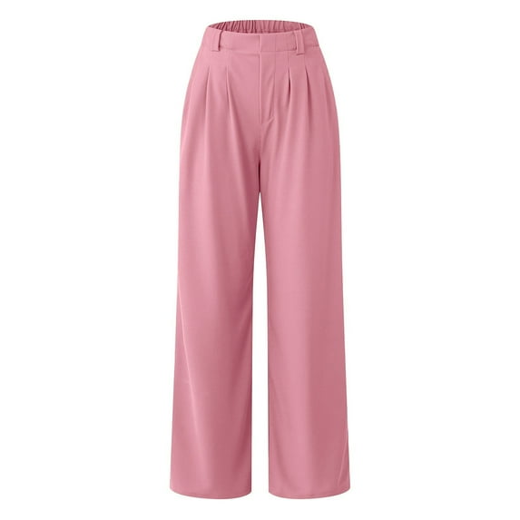 zaveiop Womens Casual Summer Solid Color Pocket Straight Loose Pants (Z4-RD1, L)