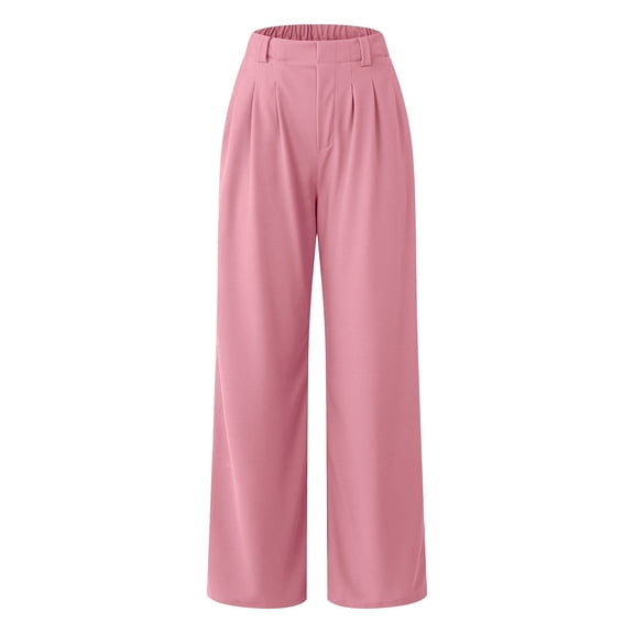 zaveiop Womens Casual Summer Solid Color Pocket Straight Loose Pants (Z4-RD1, XXL)