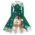 thumbnail image 1 of zaveiop Womens Christmas Party Dress Snowman Swing Dress Novelty Printed Skater Xmas Dress Secret Santa Gift (Z1-Dark Green, M), 1 of 3
