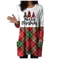 thumbnail image 1 of zaveiop Womens Christmas Round Neck Sweatshirt Long Sleeve Printed Shirt Dress Oversized Loose Fit Pullover Tops with Pockets (Wine, XL), 1 of 6