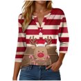thumbnail image 1 of zaveiop Womens Christmas Shirts Long Sleeve V-Neck Button Down Fall Tunic Tops Reinder Print Loose Casual Blouse (Z2-Brick Red, S), 1 of 5