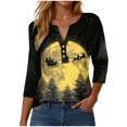 thumbnail image 1 of zaveiop Womens Christmas Shirts Long Sleeve V-Neck Button Down Fall Tunic Tops Reinder Print Loose Casual Blouse (Z2-Yellow, XL), 1 of 5