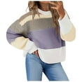 thumbnail image 1 of zaveiop Womens Color Block Cropped Sweaters 2025 Winter Trendy Casual Oversized Y2k Going out Striped Pullover Tops (Light Gray, XXL), 1 of 5