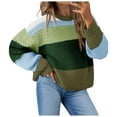 thumbnail image 1 of zaveiop Womens Color Block Cropped Sweaters 2025 Winter Trendy Casual Oversized Y2k Going out Striped Pullover Tops (Light Green, M), 1 of 5