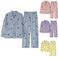 thumbnail image 1 of zaveiop Womens Cotton Gauze Pajama Set Floral Print 2 Piece Pj Set Long Sleeve Fall Sleepwear Cute Pj Sets (Green, M), 1 of 5