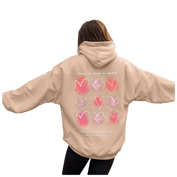 zaveiop Womens Cute Tulip Graphic Hoodie Sweatshirt Drop Shoulder Aesthetic Pullover Hoodies with Pocket (Z2-Khaki, XL)