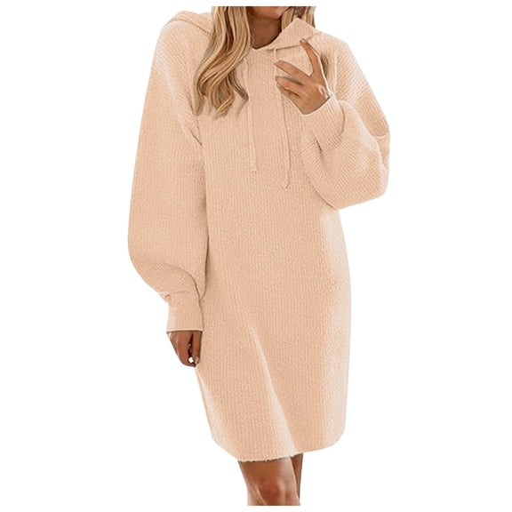 zaveiop Womens Fall Sweater Dress Casual Long Sleeve Chunky Knit Pullover Oversized Hoodie Tunic Sweaters Winter Clothes (Z1-Beige, XXL)