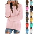 thumbnail image 1 of zaveiop Womens Fuzzy Fleece Sweaters Warm Long Sleeve Crew Neck Fall Pullovers 2025 Clearance Winter Lightweight Pajamas Loungewear (Army Green, L), 1 of 7