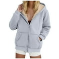 thumbnail image 1 of zaveiop Womens Hoodies Zip up Sherpa Lined Fleece Warm Jackets Cute Zip up Sweatshirt Hooded Cardigan Winter Coats with Pocket (Z1-Light Gray, L), 1 of 5